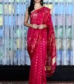 Deep Magenta Jamdani With All Over Zari Work