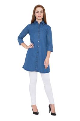 Blue plain cotton kurtas and kurtis 1