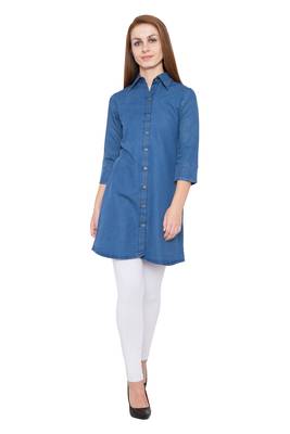 Blue plain cotton kurtas and kurtis 3