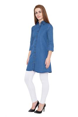 Blue plain cotton kurtas and kurtis 4