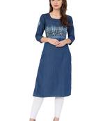 Blue printed cotton kurtas and kurtis