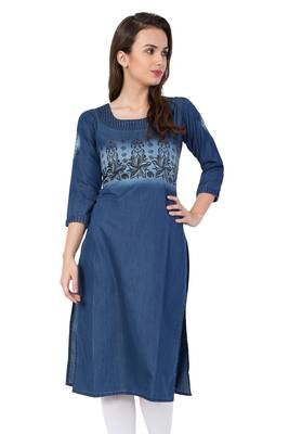 Blue printed cotton kurtas and kurtis 3