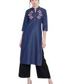 Blue embroidered cotton kurtas and kurtis