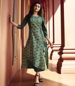 Light Green Printed Silk Kurtis