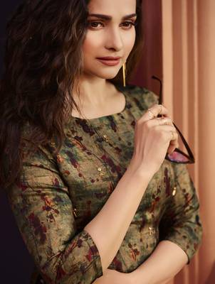Wine Printed Silk Kurtis 2