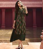 Green Printed Silk Kurtis