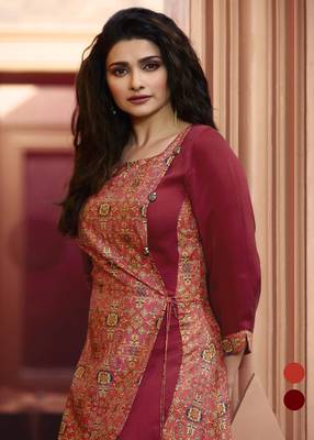 Pink Printed Silk Kurtis 2