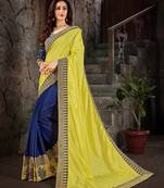 Yellow embroidered art silk saree with blouse