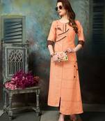 Apricot embroidered cotton embroidered-kurtis