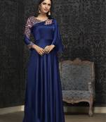 Blue embroidered georgette embroidered-kurtis