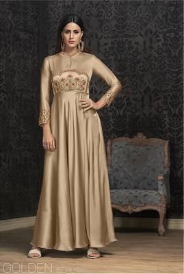 Beige embroidered georgette embroidered-kurtis 1