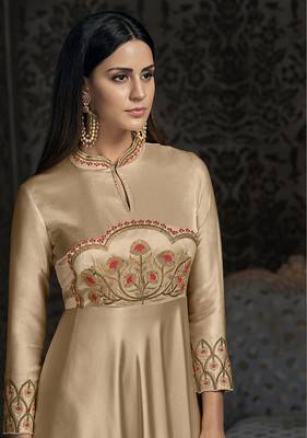 Beige embroidered georgette embroidered-kurtis 2