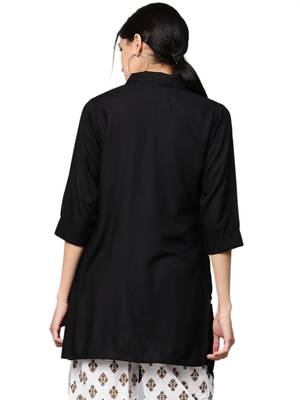 Shree Women Black Rayon Solid Tunic 2