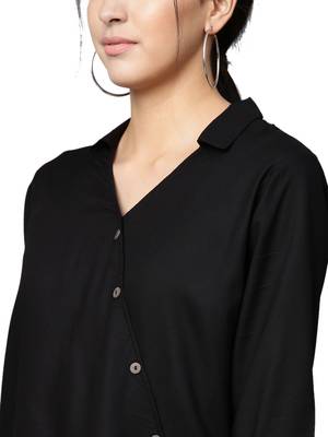 Shree Women Black Rayon Solid Tunic 5