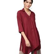 Shree Women Maroon Rayon Solid Tunic