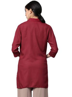 Shree Women Maroon Rayon Solid Tunic 2