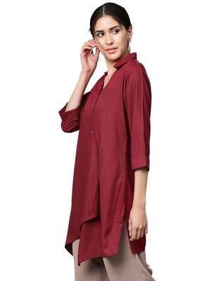 Shree Women Maroon Rayon Solid Tunic 3