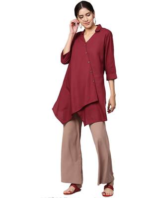 Shree Women Maroon Rayon Solid Tunic 4