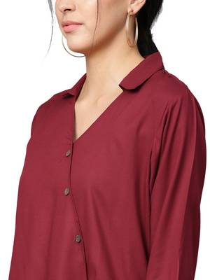 Shree Women Maroon Rayon Solid Tunic 5