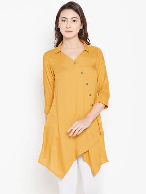Shree Women Mustard Rayon Solid Tunic 1