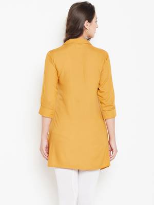 Shree Women Mustard Rayon Solid Tunic 2