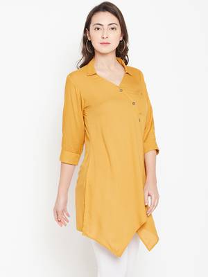 Shree Women Mustard Rayon Solid Tunic 4