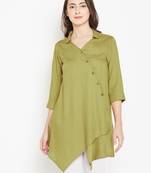 Shree Women Olive Rayon Solid Tunic