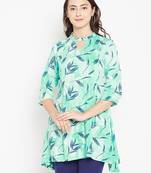 Shree Women Teal Rayon Printed Tunic