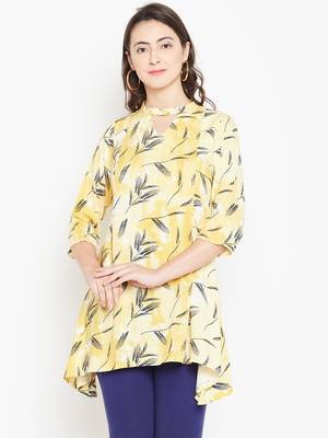 Shree Women Yellow Rayon Printed Tunic 1