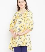 Shree Women Yellow Rayon Printed Tunic