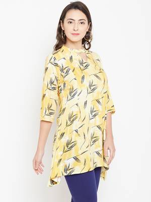 Shree Women Yellow Rayon Printed Tunic 3