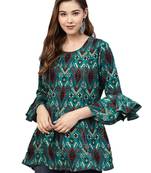 Shree Women Teal Rayon Ikat Tunic