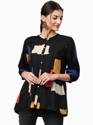Shree Women Black Rayon  Abstract Tunic 1