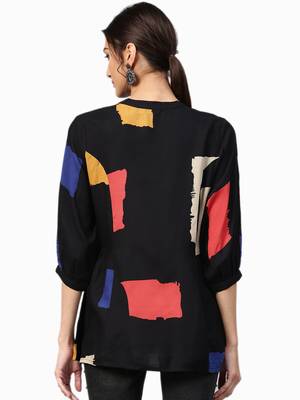 Shree Women Black Rayon  Abstract Tunic 2