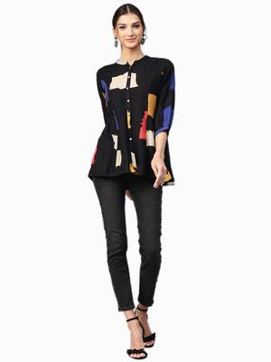 Shree Women Black Rayon  Abstract Tunic 4