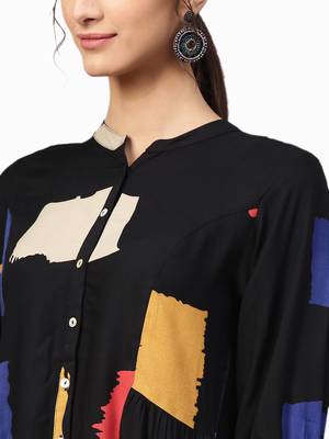 Shree Women Black Rayon  Abstract Tunic 5
