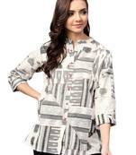 Shree Women Off-White & Black Cotton Abstract Tunic