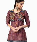 Shree Women Wine & Multi Rayon Printed Tunic