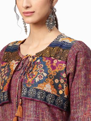 Shree Women Wine & Multi Rayon Printed Tunic 5
