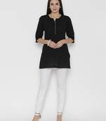 Shree Women Black Cotton Solid Tunic