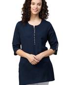Shree Women Navy Flex Cotton Solid Tunic