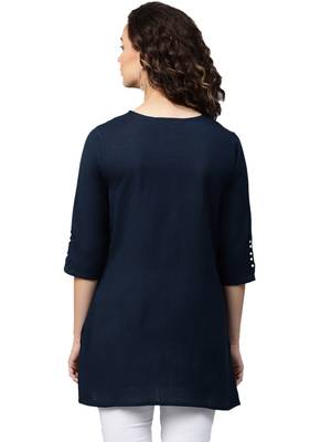 Shree Women Navy Flex Cotton Solid Tunic 2