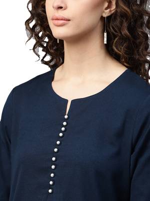 Shree Women Navy Flex Cotton Solid Tunic 5