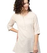 Shree Women Off-White Flex Cotton Solid Tunic