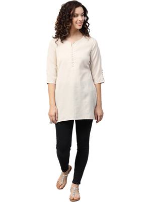 Shree Women Off-White Flex Cotton Solid Tunic 4
