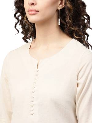 Shree Women Off-White Flex Cotton Solid Tunic 5