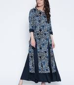 Shree Women Navy Rayon Embellished Kurta