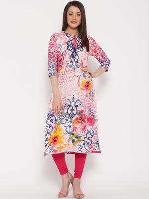 Shree Women Fushia & Blue Rayon Embellished Kurta 1