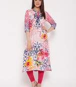Shree Women Fushia & Blue Rayon Embellished Kurta