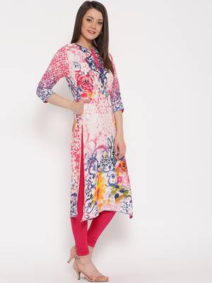 Shree Women Fushia & Blue Rayon Embellished Kurta 3